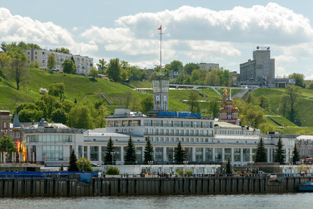 Nizhny Novgorod. River Port and domes of Stroganov Church on background Fedorovsky Embankmentの写真素材