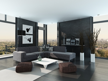 Gray colored modern design living room interior