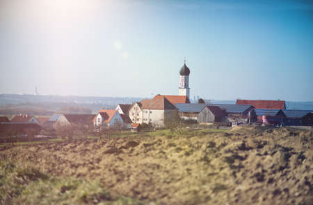 Scenic picture of rural village of Finningen near Ulm in Germanyの写真素材