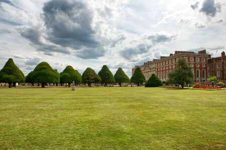Great Fountain Garden and Hampton Court Palace near London, UKのeditorial素材