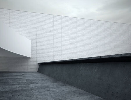 Architectural White Walls at House Roof Top Areaの写真素材