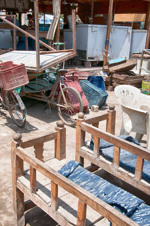 Mass of Bicycles with Crates and Beds in Hurghada Market, Egyptのeditorial素材