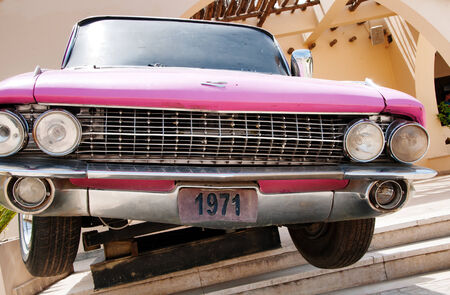 Grille of Classic Pink Cadillac in front of Hurghada Hard Rock Cafe in Egyptのeditorial素材