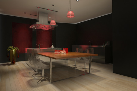 3D rendering of modern kitchenの写真素材