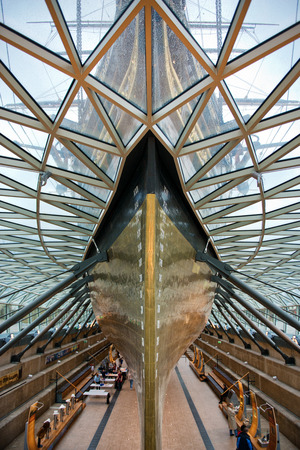 Hull of Cutty Sark Exhibition at National Maritime Museum, London, England