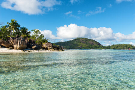 Clear Water and Beach Paradise with Rock Formations, Anse Lislette, Seychelles