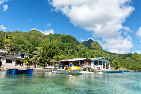 Port Launay village by the sea on Mahe Island, Seychellesのeditorial素材