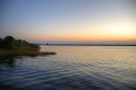 Sunset in Chobe National Park, Botswana, Africaの写真素材