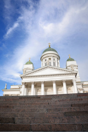 Facade of the Helsinki Cathedral in Helsinki, Finlandの写真素材