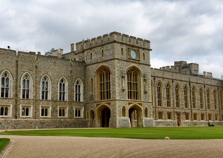 View of the wing of the castle in the Upper Ward housing the State Rooms in Windsor Castle, Berkshire, UKのeditorial素材