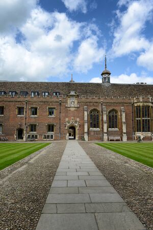 Surface Level View of Walk Way Leading Through Archway in Second Court of St Johns College, University of Cambridge, Englandのeditorial素材