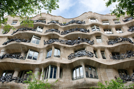 BARCELONA, SPAIN - MAY 01: Casa Milla, details of the facade of the house made by the Catalan...