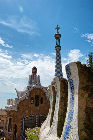 BARCELONA, SPAIN - MAY 02: Architectural detail at Parc GÃ¼ell (Parc Guell) in May 02, 2015 in Barcelona, Spain.のeditorial素材