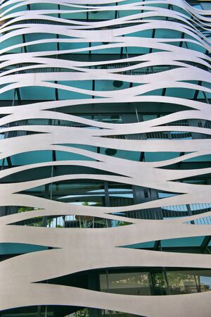 Architectural Detail of Commercial Building Facade Designed by Toyo Ito Located on Passeig de...