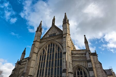 Facade of Winchester Cathedral in England, UK