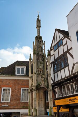 WINCHESTER, UK - FEBRUARY 07: The Winchester Buttercross. A buttercross is a type of market cross associated with English market towns, dating from medieval times. February 07, 2016 in Winchester, UKのeditorial素材