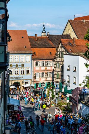 Pedestrian zone in historic medieval city of Bamberg, Germany, a UNESCO world heritage siteのeditorial素材