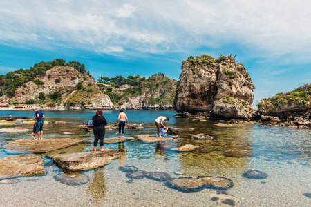 Lagoon at Isola Bella, also known as The Pearl of the Ionian Sea, a small island close to Taormina, Sicily, southern Italyのeditorial素材