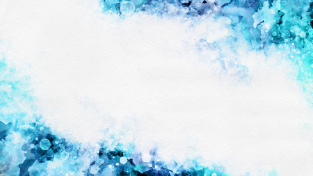 Artistic blue watercolor splash effect template.の写真素材