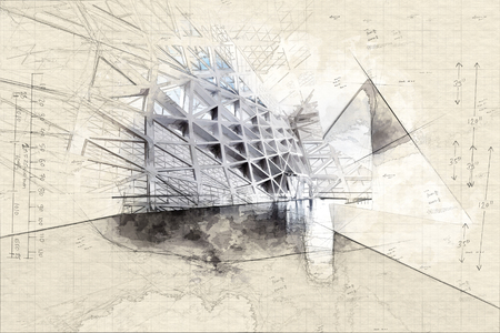 Modern Design Empty White Atrium or Hall Interior. 3d Rendering.の写真素材