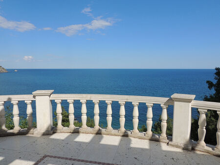 View of the Black Sea from the site of the Rotunda in Seaside Park  Partenit  Crimeaの写真素材