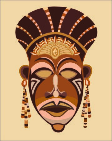 Abstract ethnic mask face African women.のイラスト素材