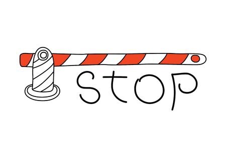 Road barrier gate and stop sign word isolatedのイラスト素材