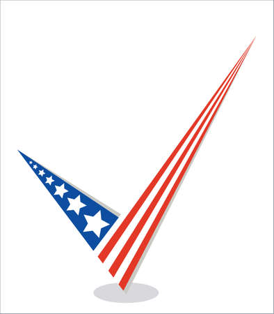 Vote tick the American flag icon isolated on whiteのイラスト素材