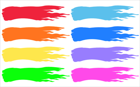 Colorful brush strokes set isolated on white.のイラスト素材