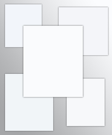 Five different white empty sheets on a gray background Bulletin Boardの写真素材