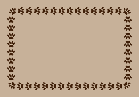frame paw prints on beige backgroundのイラスト素材