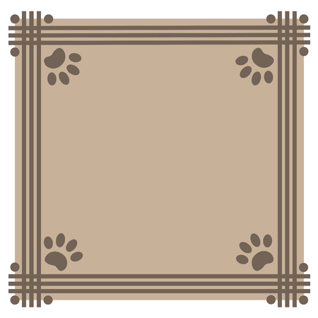 Frame beige background with paw prints animalsのイラスト素材