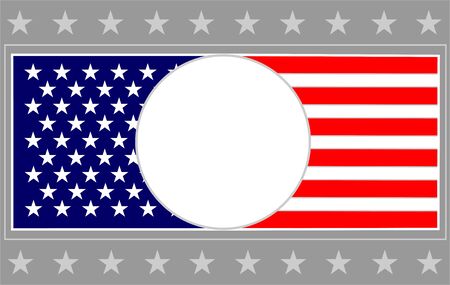 United States flag frame card with round empty space for text.のイラスト素材