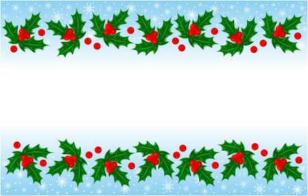 Christmas Holly leaves banner frame with empty space for your text.のイラスト素材
