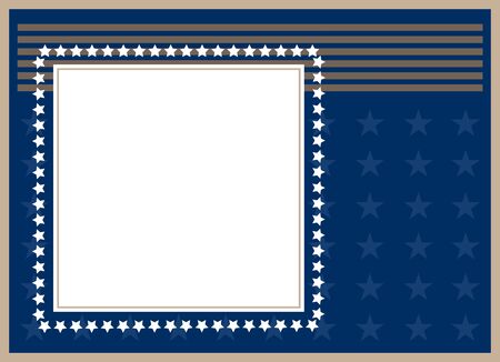 Blue decorative frame card with American flag symbols with an empty space for your text.のイラスト素材