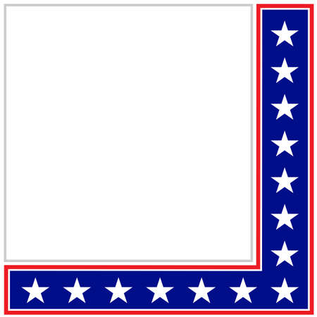 American flag symbols corner frame with empty space for text.のイラスト素材