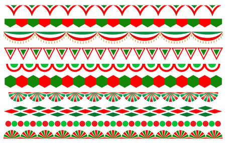 Italian abstract flag symbols decorative banner border divider set.のイラスト素材