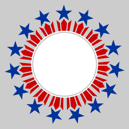 American flag symbols round border frame card banner with empty space for text.のイラスト素材