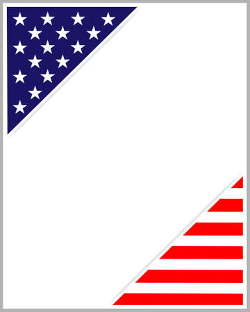 American flag symbols background frame border corner with empty space for your text.のイラスト素材