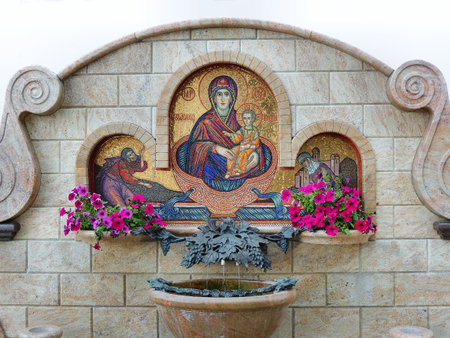 Holy Water Source decorated with an icon of the Most Holy Theotokos near the Church of All Saints in Minsk, Belarus.の写真素材