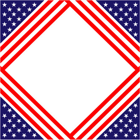 USA flag symbols is a decorative patriotic frame border with an empty space for your text.のイラスト素材