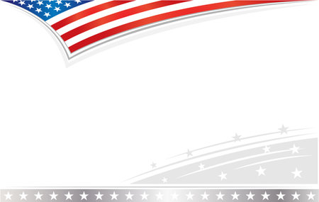 Abstract USA flag wave corner background border frame with empty space for your text.のイラスト素材