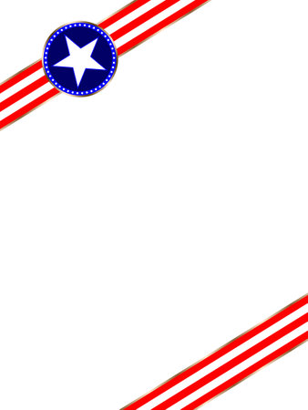 Abstract American flag symbols corner frame border with an empty space for text.のイラスト素材