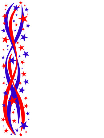 Decorative stripe ribbon with American flag symbols for banner, card, background.のイラスト素材
