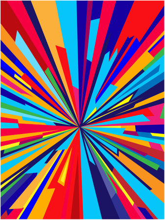 Abstract dynamic colorful rays starburst radiant background texture design template.のイラスト素材