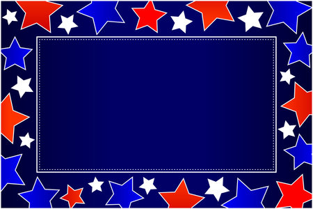 American flag symbols patriotic starry border frame on blue background with copy space for your text.のイラスト素材