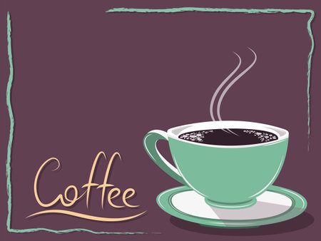 Green hot coffee cup poster design with copy space for text vector illustrationのイラスト素材