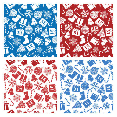 Set of christmas seamless patterns. Vector illustrationのイラスト素材