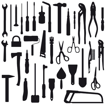 Set of hand instruments silhouettesのイラスト素材