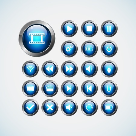Set of media icon, buttonsのイラスト素材